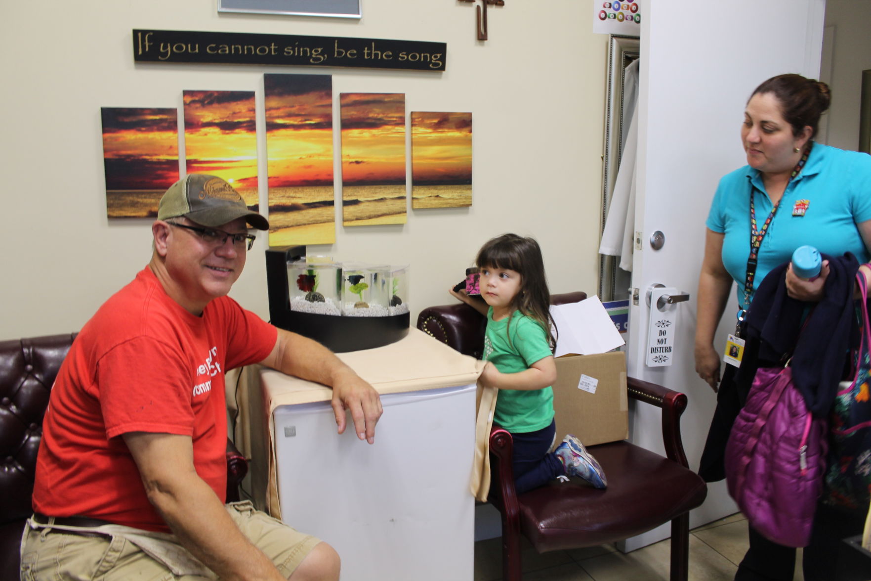 Pastor Denny Eastling with students at the Key Biscayne Community Church Day School